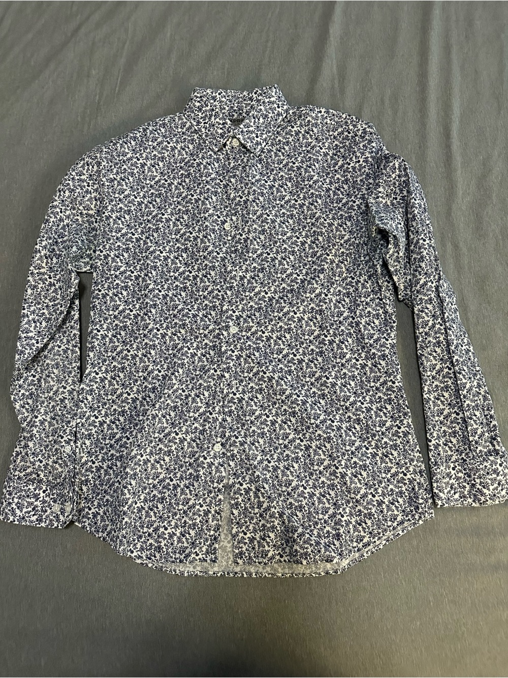 Express Men's Blue Floral Button-Down Shirt